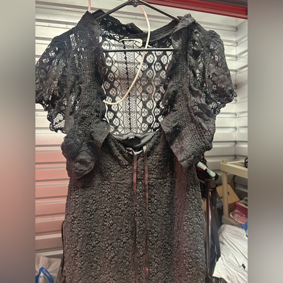 Current Mood Dresses & Skirts - 1X long lace black dress + black cape lace bolero type crop jacket goth CURRENT